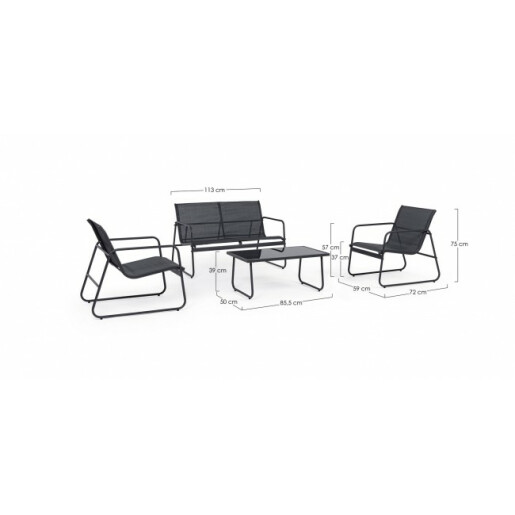 Set mobilier gradina gri antracit Markus 113x72x75 cm