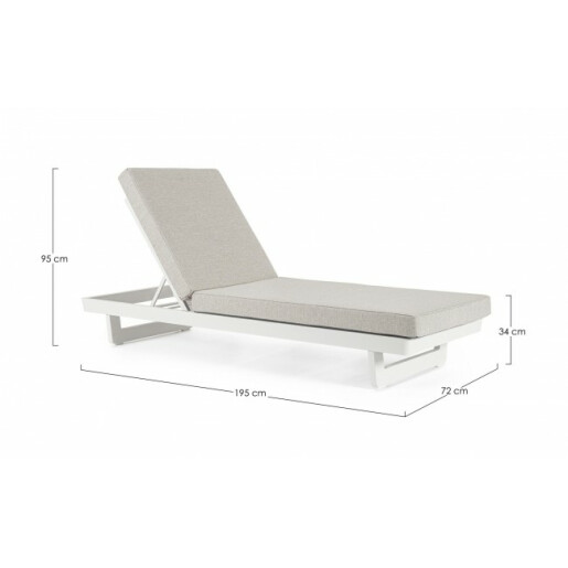 Set 2 sezlonguri aluminiu alb perne bej Infinity 72x195x95 cm