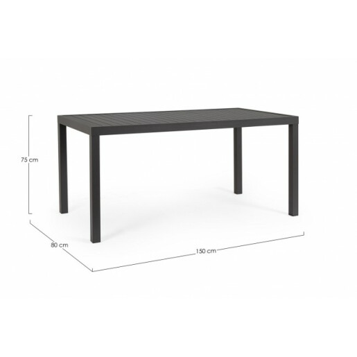 Masa aluminiu gri antracit Hilde 150x80x75 cm