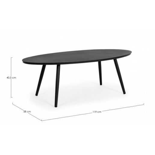 Masuta aluminiu negru Space 119x58x40.5 cm