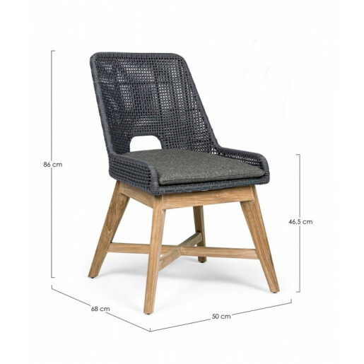 Set 2 scaune lemn maro textil gri Hesperia 50x68x86 cm