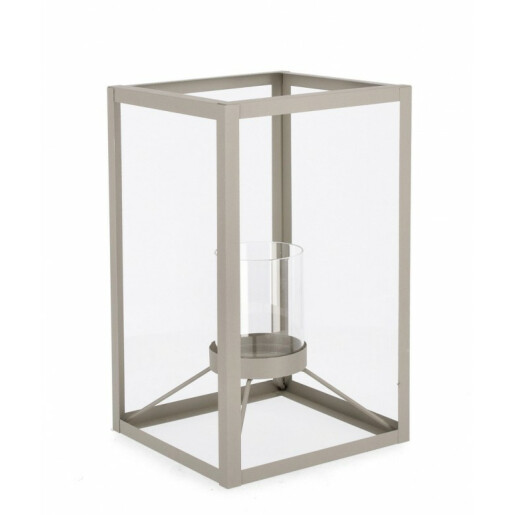 Felinar metal gri Janie 18.5x18.5x30.5 cm