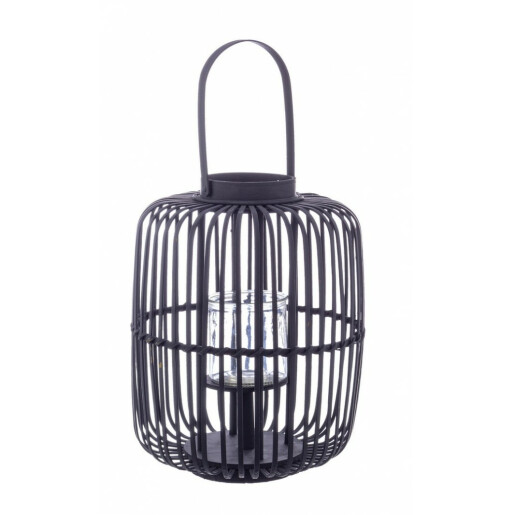 Set 2 felinare bambus negru Brielle 34x42.5 cm