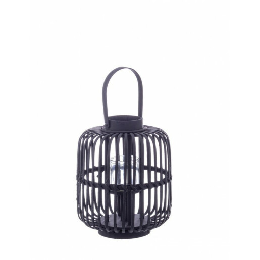 Set 4 felinare bambus negru Brielle 24x29 cm