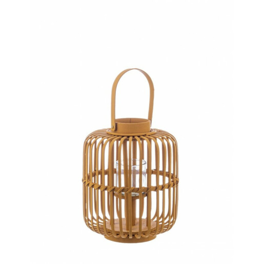 Set 4 felinare bambus portocaliu Brielle 24x29 cm