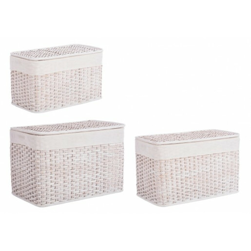 Set 3 cosuri depozitare ratan Homely 56x30x33 cm, 61x36x38 cm, 66x41x43 cm