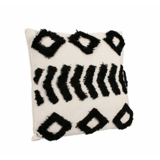 Set 5 perne decorative textil ivoire negru 45x45 cm