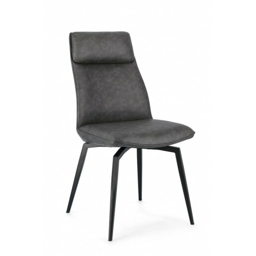 Set 2 scaune otel piele ecologica gri antracit Lawrence 48x64x92 cm