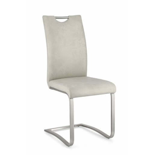 Set 4 scaune otel piele ecologica gri Kenneth 42x56x102 cm
