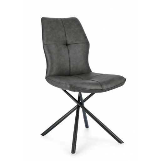 Set 2 scaune otel piele ecologica gri antracit Kepler 50x66x94 cm
