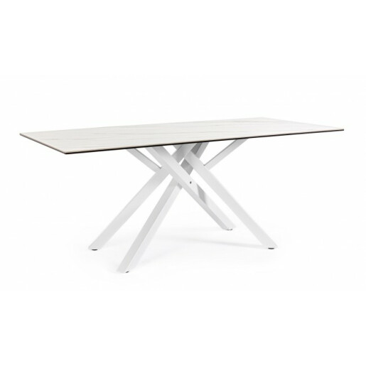 Masa otel alb ceramica marmorata Sean 180x90x76 cm