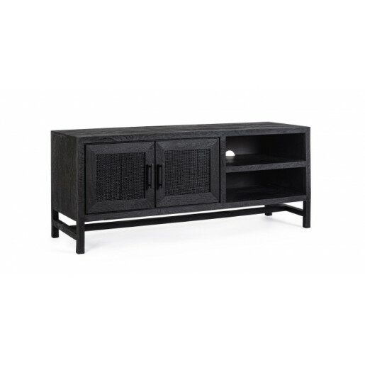 Comoda TV 2 usi lemn mango gri antracit Weston 130x40x55 cm
