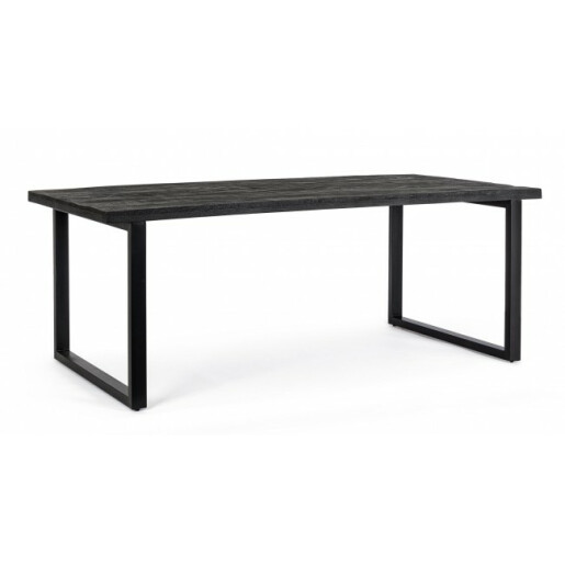Masa otel lemn mango negru Hastings 200x100x76 cm