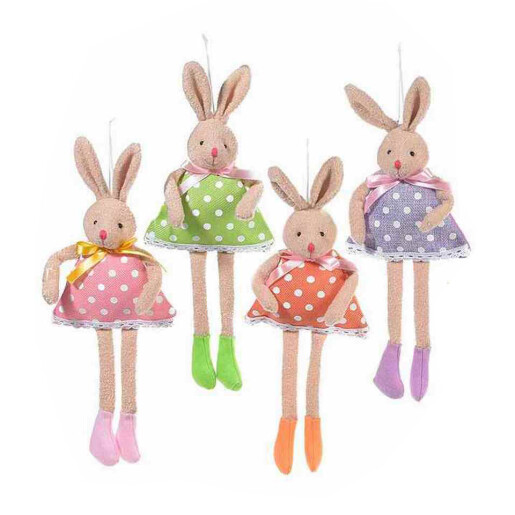 Set 4 figurine Iepurasi suspendabili din textil 14x34 cm