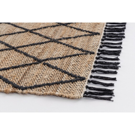 Set 2 covoare iuta natur negru Shaila 70x140 cm