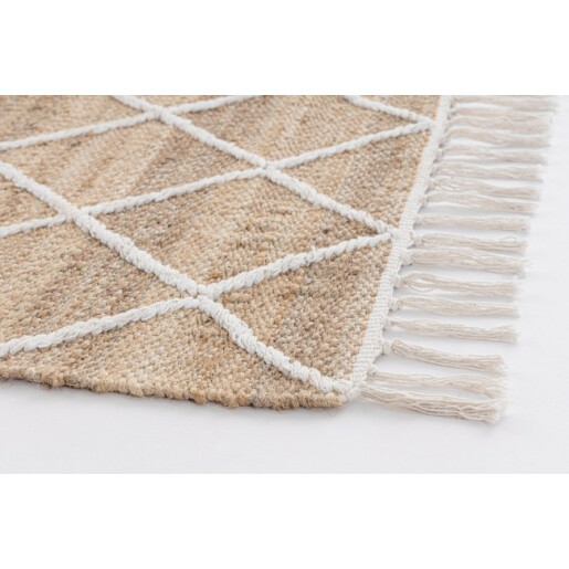 Covor iuta natur alb Shaila 70x140 cm