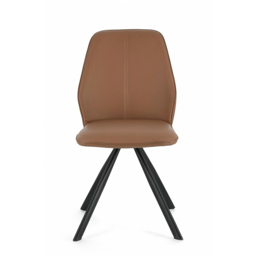 Set 4 scaune fier negru imitatie piele maro Maxwell 44x62x88 cm