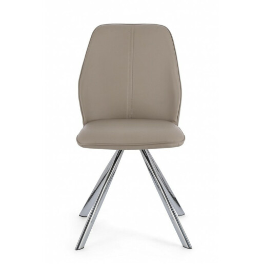 Set 4 scaune crom imitatie piele bej Maxwell 44x62x88 cm