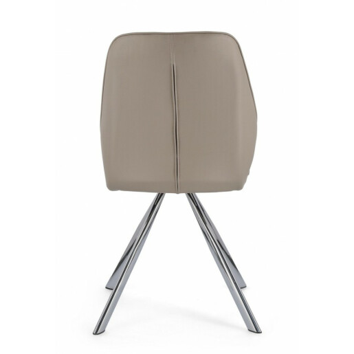 Set 4 scaune crom imitatie piele bej Maxwell 44x62x88 cm