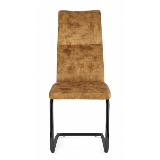Set 4 scaune otel negru catifea galbena Thelma 43.5x62x102 cm