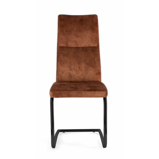 Set 4 scaune otel negru catifea maro Thelma 43.5x62x102 cm