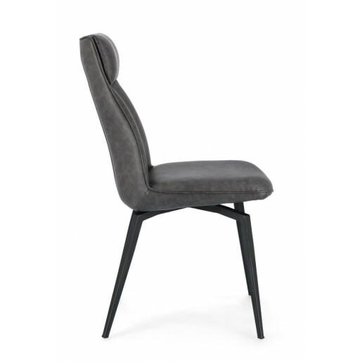 Set 2 scaune otel piele ecologica gri antracit Lawrence 48x64x92 cm