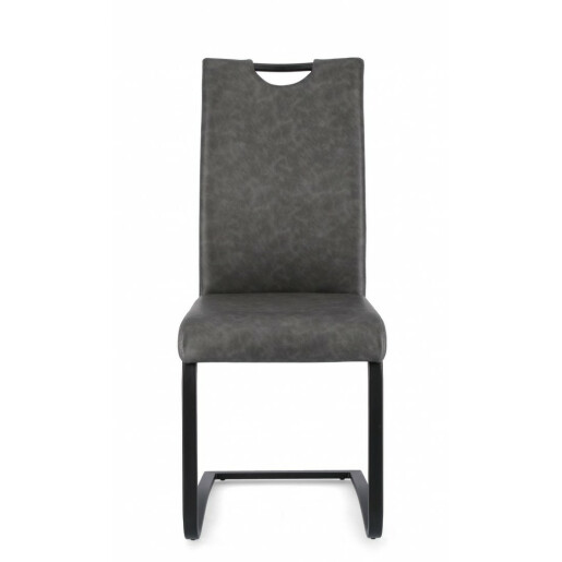Set 4 scaune otel piele ecologica gri antracit Kenneth 42x56x102 cm