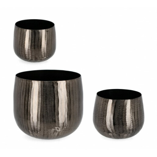 Set 3 vaze flori aluminiu gri antracit Chisel 17x14.5 cm, 20x17.5 cm, 29x25 cm