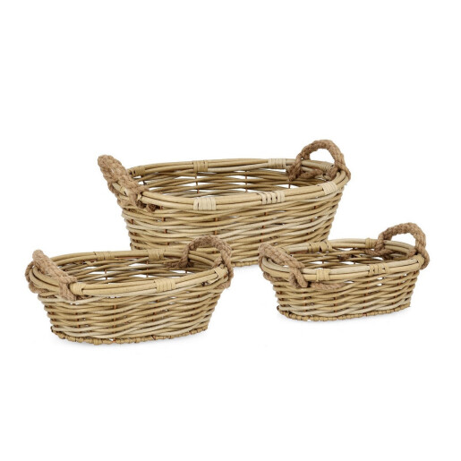 Set 3 cosuri poliratan natur Julen 36x29x11h; 43x35x13,5h; 50x41x16h