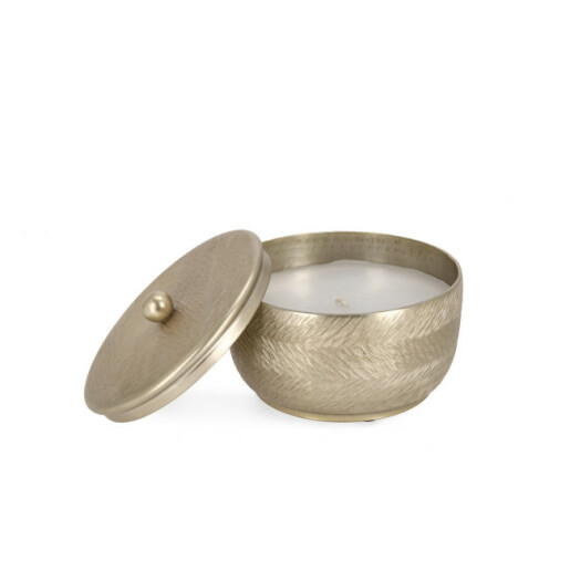 Lumanare in borcan aluminiu auriu Ø14x9,5h