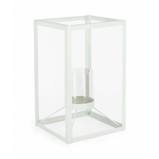 Felinar metal alb Janie 18.5x18.5x30.5 cm
