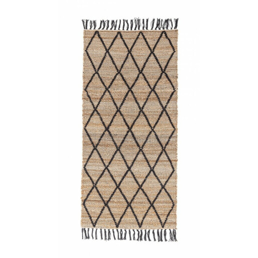 Set 2 covoare iuta natur negru Shaila 70x140 cm