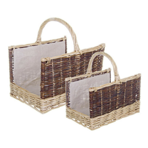 Set 2 cosuri depozitare lemn salcie textil Kelly 50x38x30h, 40x30x26h