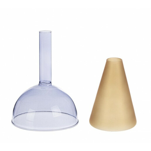 Vaza flori sticla portocalie albastra Tempel 13.1x20.5 cm