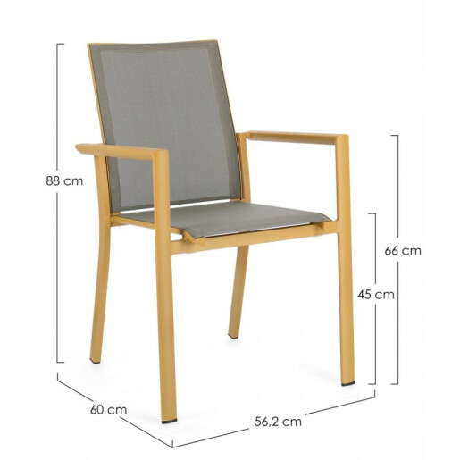 Set 4 scaune gradina galben gri Konnor 56.2x60x88 cm