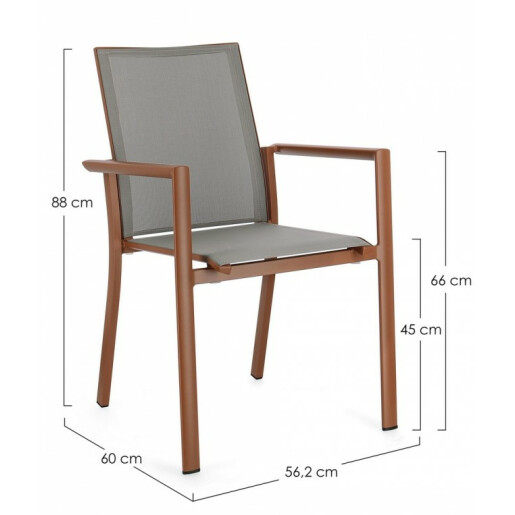 Set 4 scaune gradina caramiziu gri Konnor 56.2x60x88 cm