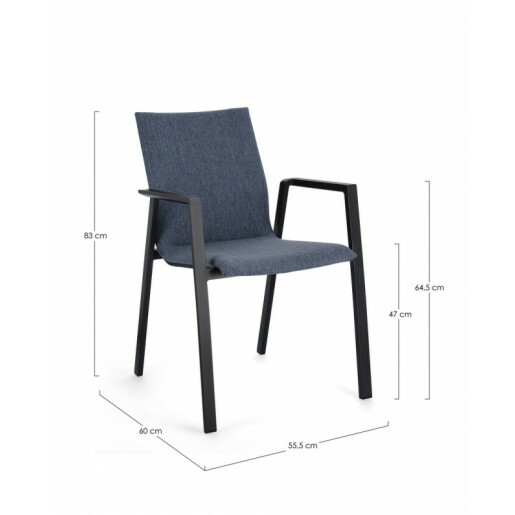 Set 4 scaune gri antracit albastru denim Odeon 55.5x60x83 cm