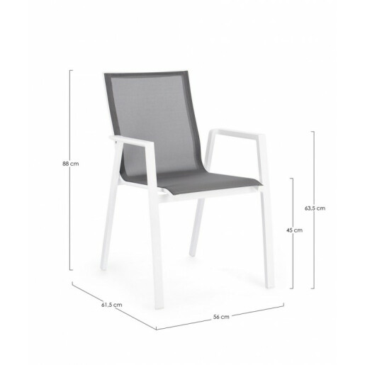 Set 4 scaune gradina alb gri Krion 56x61.5x88 cm