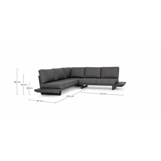 Set 2 canapele gri antracit 172x87x80 cm, 253x87x80 cm