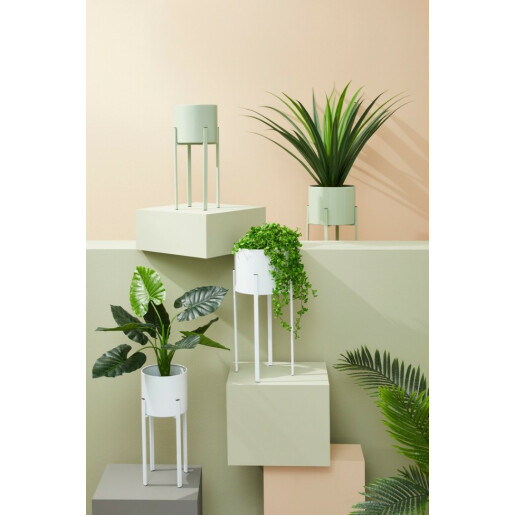 Set 2 suporturi flori otel verde Ester 28x65 cm, 23x55 cm