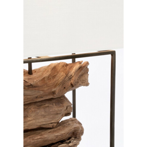 Veioza lemn metal maro bumbac alb Kubi 54x20x76 cm