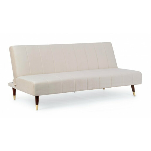Canapea extensibila tapiterie catifea bej Alma 180x105x43 cm