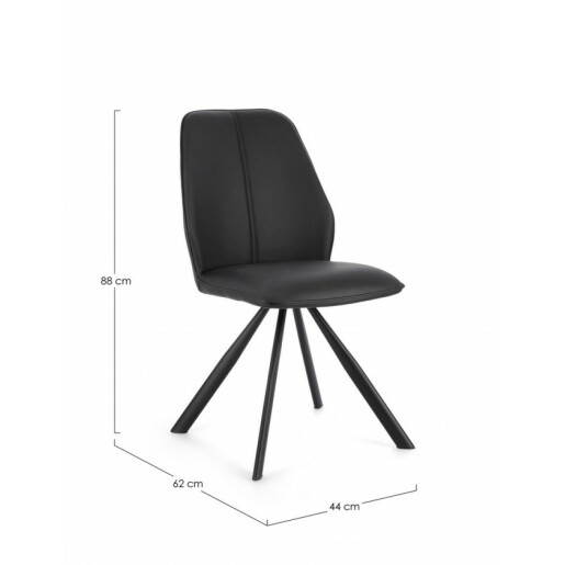 Set 4 scaune otel piele ecologica neagra Maxwell 44x62x88 cm