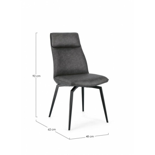 Set 2 scaune otel piele ecologica gri antracit Lawrence 48x64x92 cm