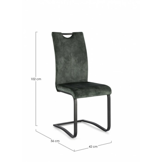Set 4 scaune otel negru catifea verde Kenneth 42x56x102 cm