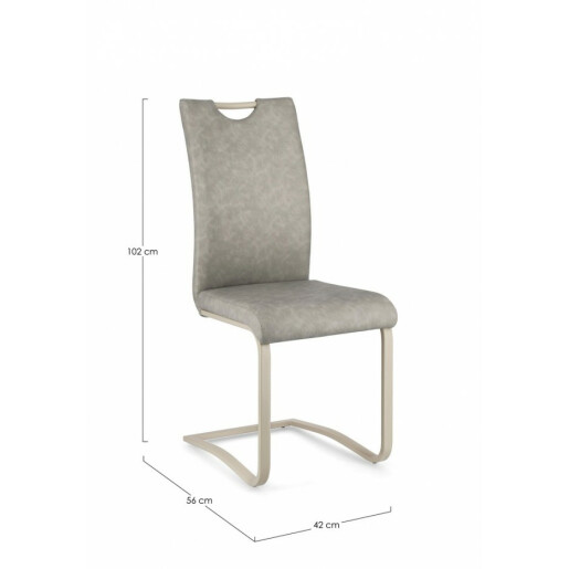 Set 4 scaune otel piele ecologica bej Kenneth 42x56x102 cm
