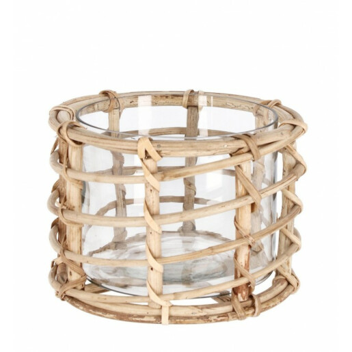 Set 2 vaze sticla rattan Chaman 20x14 cm