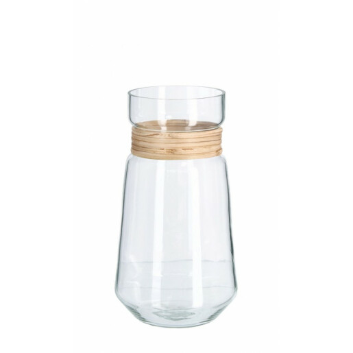 Set 3 vaze sticla rattan 12x24 cm
