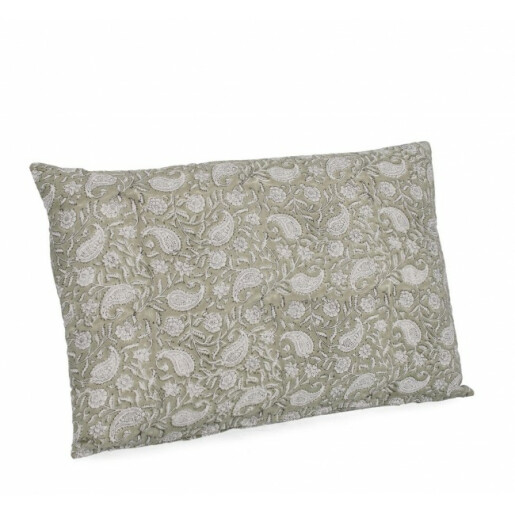 Set 4 perne decorative bumbac alb verde Heloise 40x60 cm