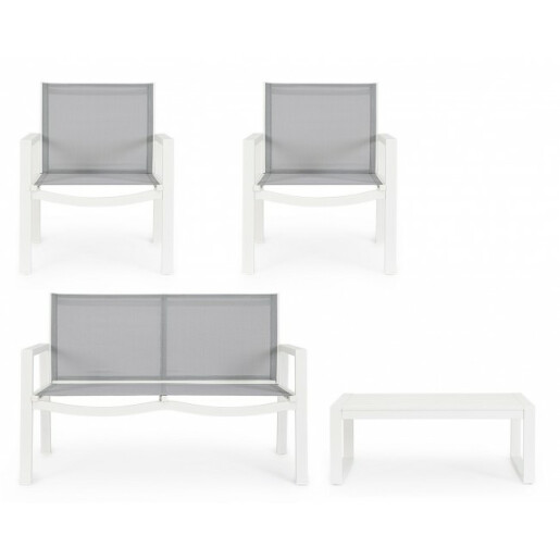 Set mobilier gradina alb gri Kallen 126x67.5x82 cm